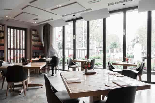 Private hire restaurant space with modern decor for intimate meetings and events.