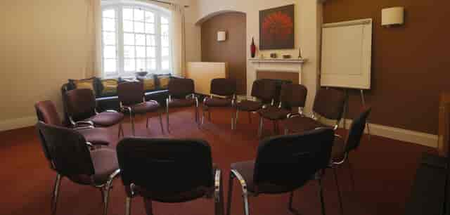 Marylebone Room boardroom with circular seating for interactive workshops and corporate meetings.