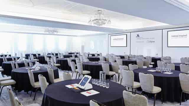 Westminster Ballroom at London Marriott, bright meeting space for corporate events.