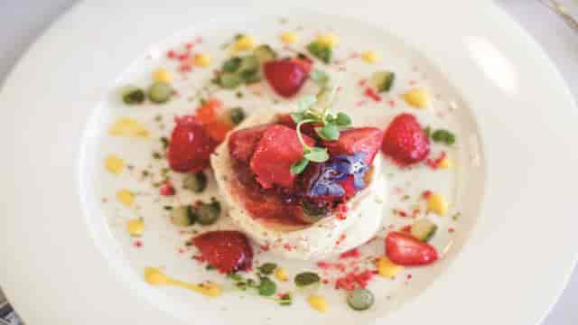 Pavilion Suite dessert at Ascot Racecourse with strawberries, ideal for upscale events.