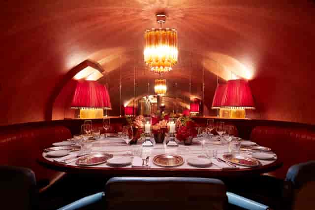 Elegant private dining room at Gymkhana, perfect for corporate dinners and exclusive events.