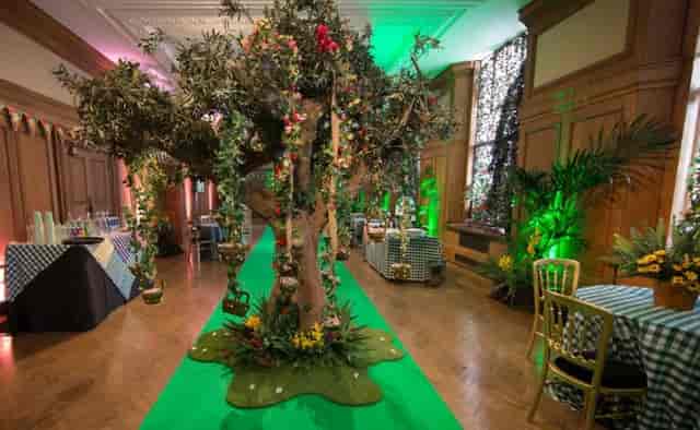 Whole Venue at Shrek's Adventure! London with decorative tree, ideal for enchanting events.