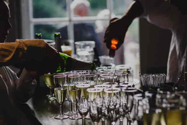 Dining room beverage service at Clissold House, showcasing elegant presentation for events.