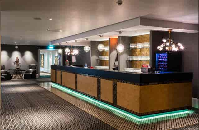 Alan Turing reception area with elegant lighting, perfect for events and gatherings.