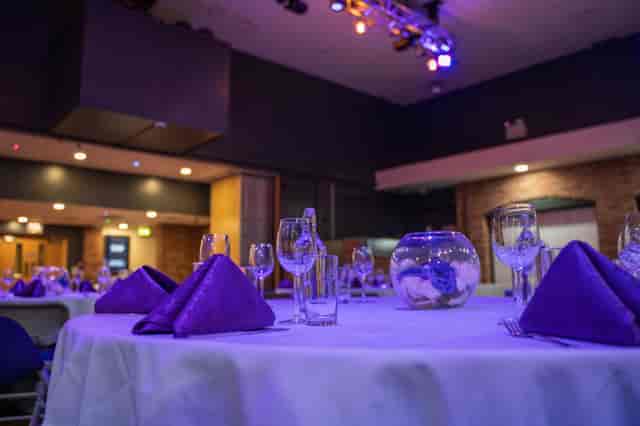 Elegant purple banquet event venue setup