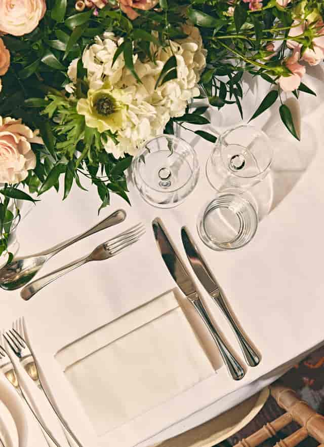 Elegant dining table in Mayfair Suite, Sofitel London for upscale events and gatherings.