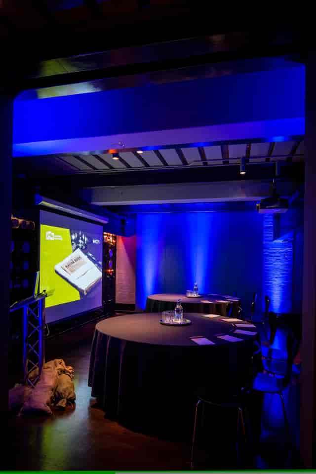 Harmsworth Room in Churchill War Rooms, modern meeting space for presentations and workshops.