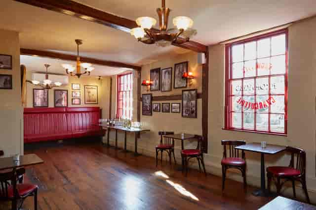 Upstairs semi-private room at Cafe Rouge Cambridge, ideal for networking events and meetings.
