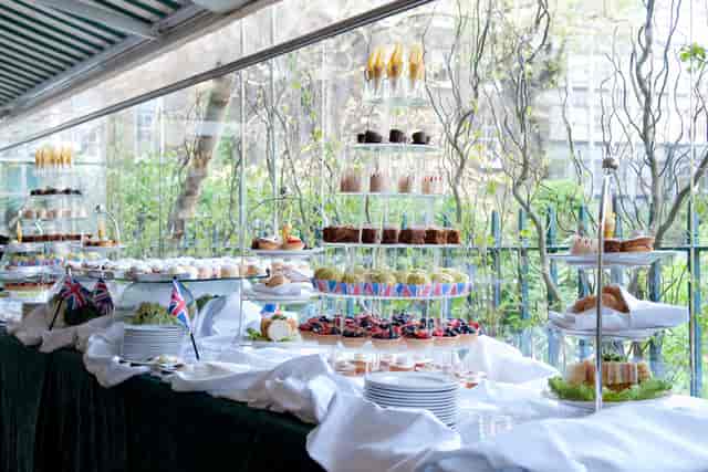 Elegant dessert display at Beach Bar, Montague on the Gardens for upscale events.