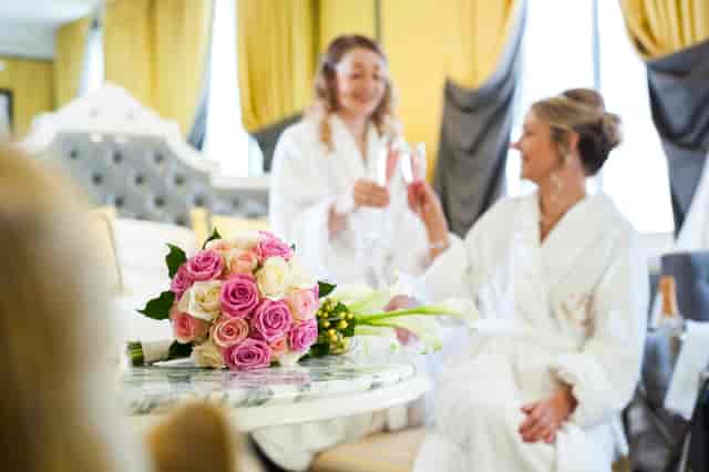 Van Dyke Suite bridal preparation with elegant decor for intimate gatherings and events.