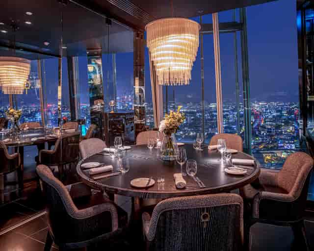 Private dining room in Aqua Shard with panoramic views for corporate events and gatherings.