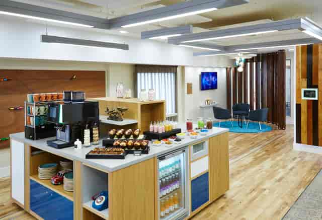 Modern break area in London Marriott Hotel Kensington for meetings and events.