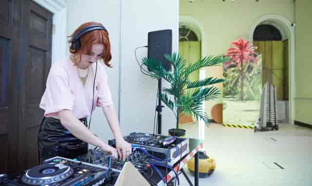 DJ setup at The River Rooms, Somerset House for vibrant networking events.