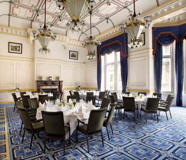 Elegant banquet room in The Meston Suite, ideal for upscale events and corporate gatherings.