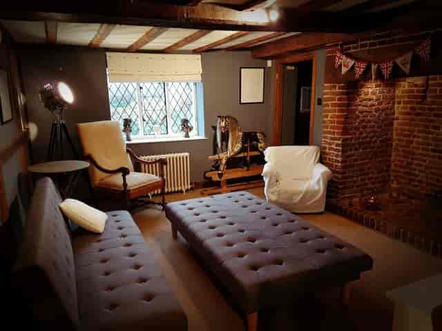 Cozy meeting space at Fair Oak Farm for film shoots and product launches.