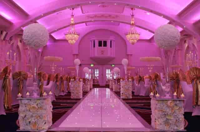 Elegant Grand Ballroom at The Royal Regency, perfect for weddings and upscale galas.