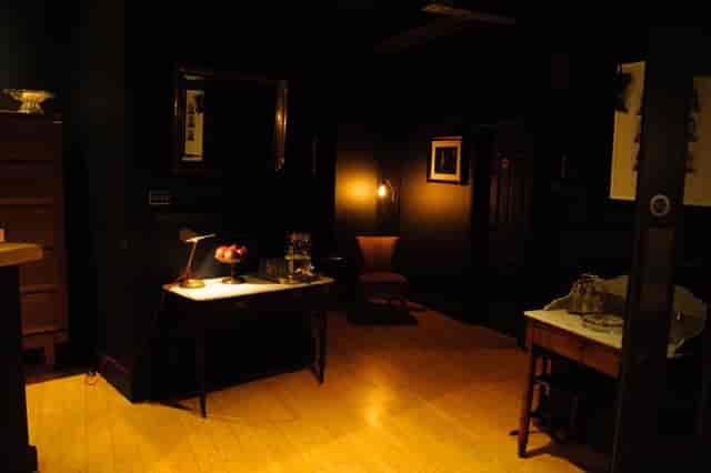 Intimate bar at FiveFourStudios, vintage decor for private events and gatherings.