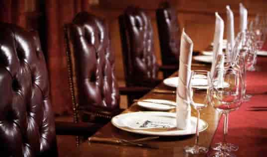 Elegant dining table in The Balmoral Suite, perfect for corporate dinners and meetings.