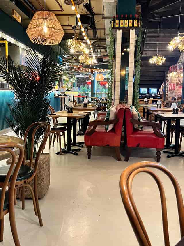Vibrant dining space at The Bar in Cabana @ The O2 for casual meetings and networking.