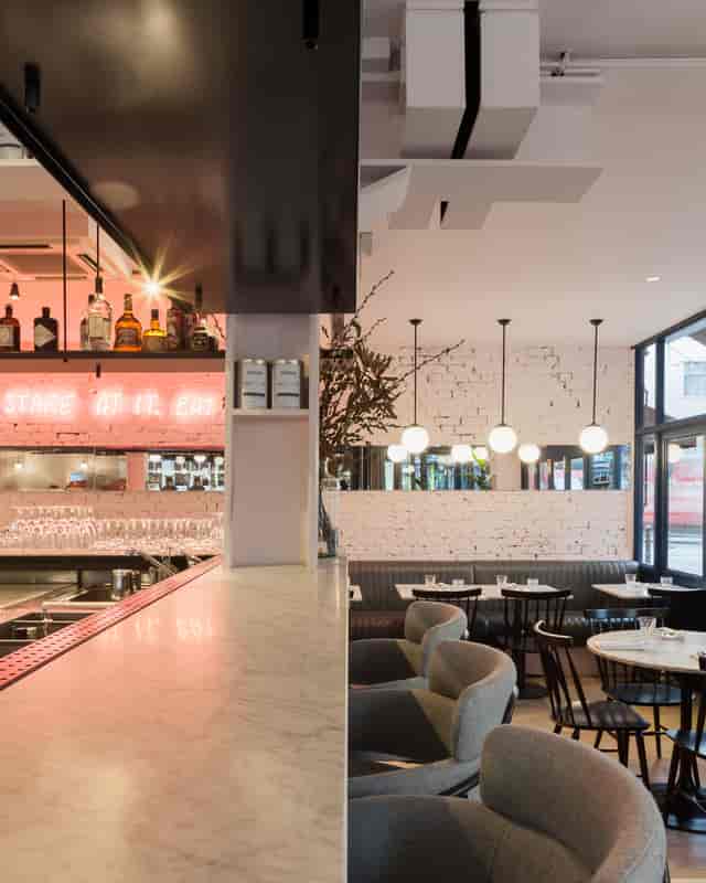 Chic venue in Exmouth Market with vibrant bar, ideal for events and gatherings.