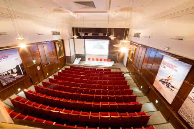 Lecture Theatre at One Birdcage Walk with tiered seating for corporate events and seminars.