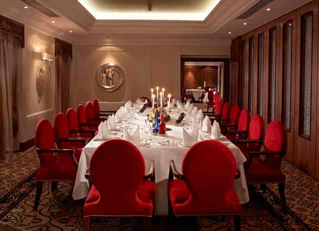 Elegant dining room at The Royal Horseguards Hotel, ideal for corporate dinners and meetings.
