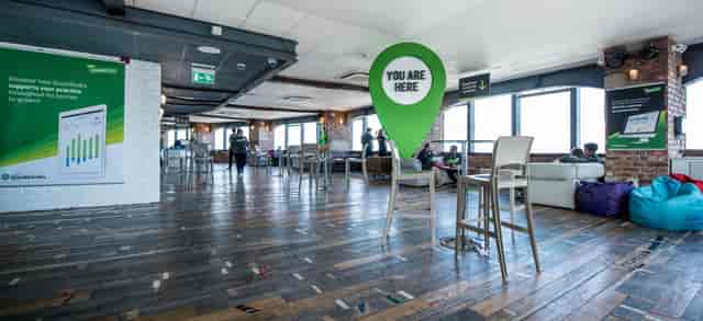 Spacious modern event space with lounge seating in Altitude London, perfect for meetings.