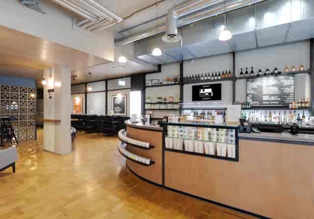 Modern bar area at Curzon Aldgate, ideal for networking events and casual meetings.