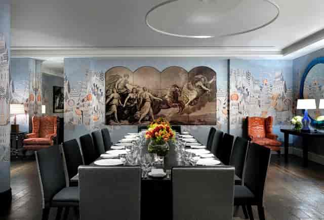 Indigo Room at The Soho Hotel: elegant meeting space with fine dining for exclusive events.