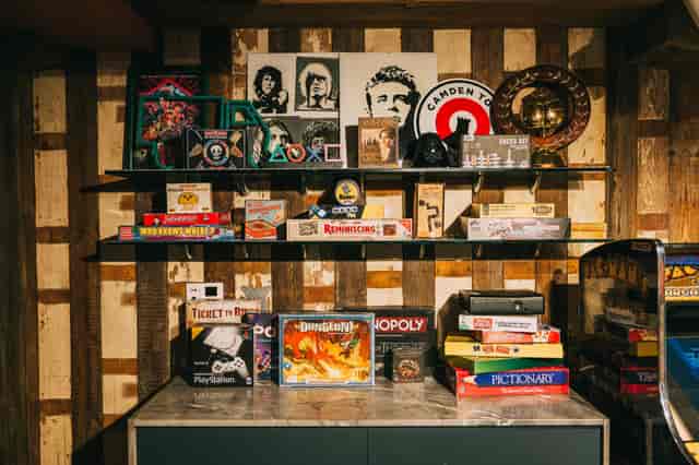 Retro game decor at The Pizza Playground for themed events and casual meetups.