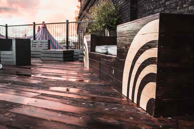 Stylish Roof Terrace at The Rainbow Venues, ideal for casual gatherings and networking events.