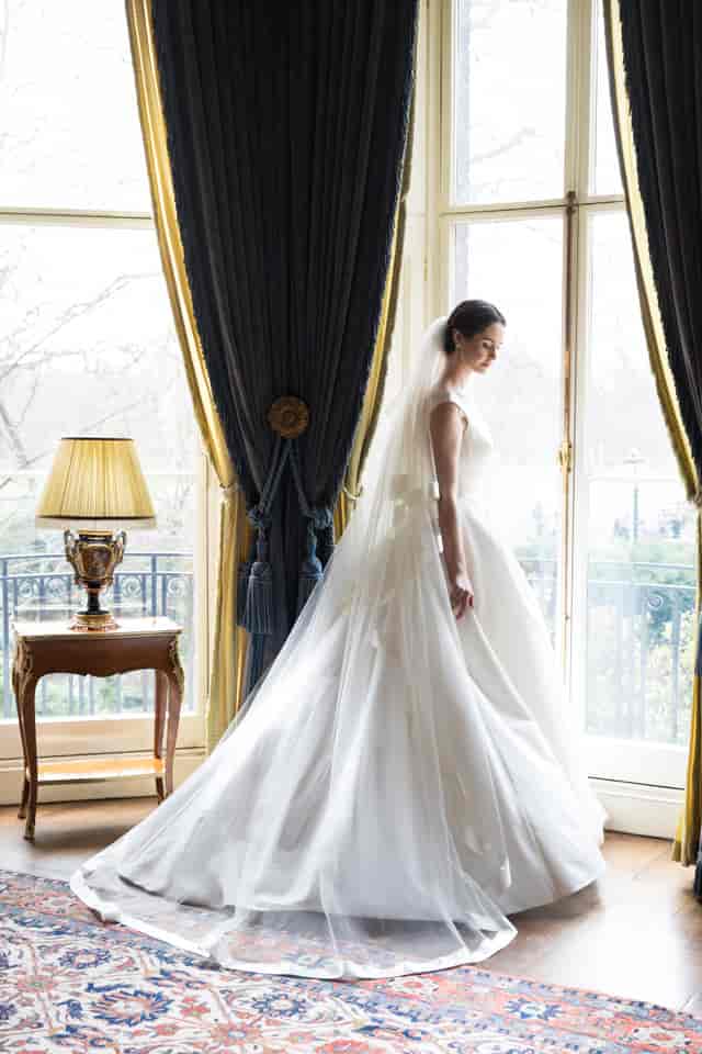 Bride in The Queen Elizabeth Room, Ritz London, perfect for elegant wedding photography.