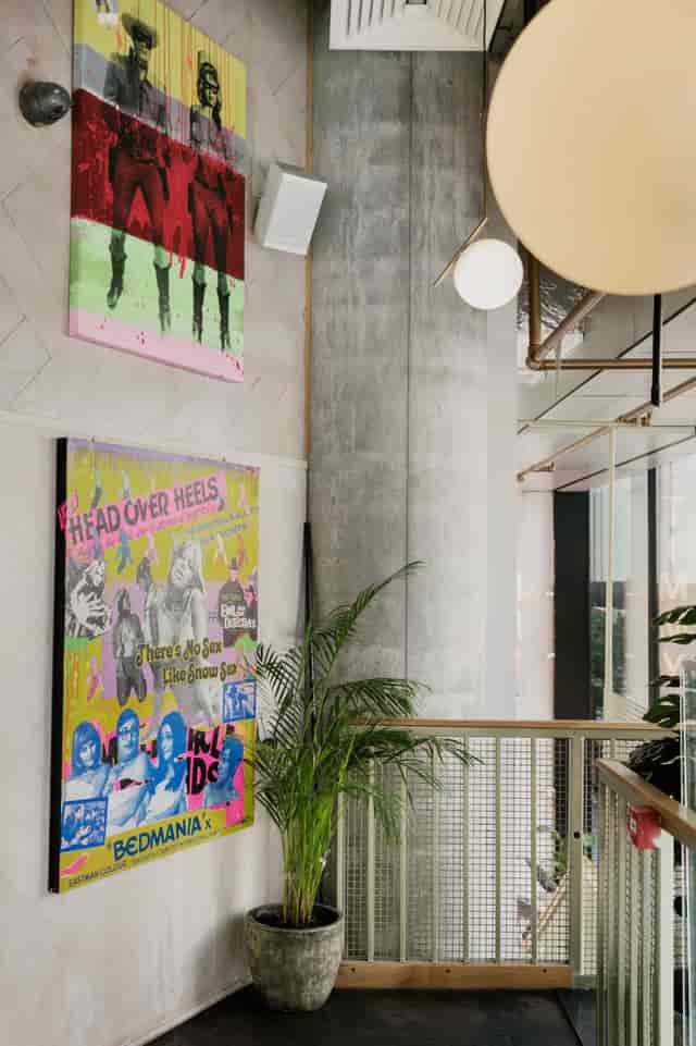 Vibrant event space with colorful artwork at Complete Venue Hire, Timmy Green.