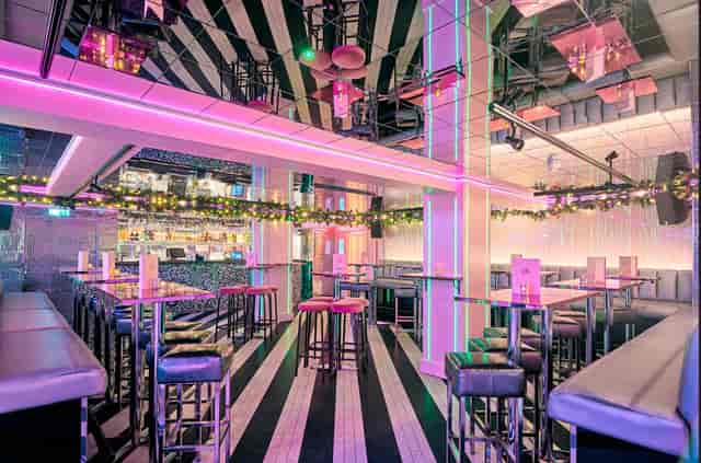 Neon-lit Tonight Josephine Waterloo venue for trendy cocktail receptions and networking events.