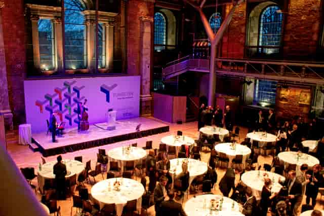 Jerwood Hall corporate gala stage lighting networking event