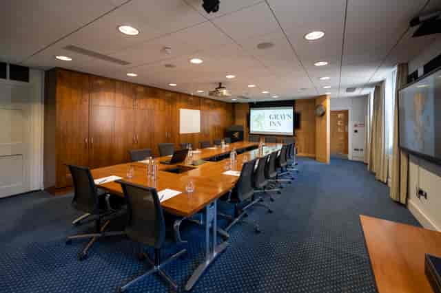 Rose Heilbron Room at Gray's Inn: modern meeting space with sleek furnishings for events.