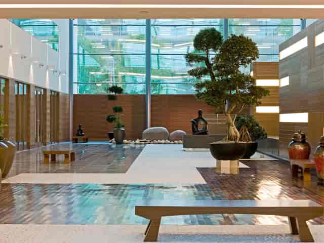 Arora Theatre lobby at Sofitel London Heathrow, ideal for meetings and networking events.