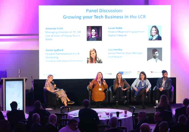 Eclipse Theatre panel discussion on growing tech businesses with industry leaders.