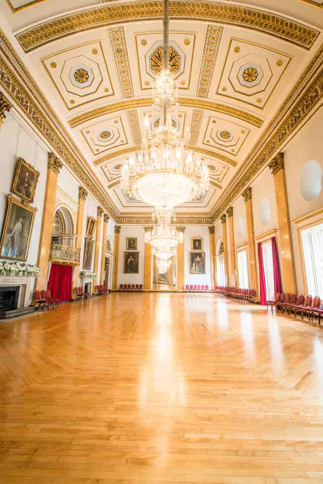 Elegant Main Ballroom in Liverpool Town Hall, perfect for weddings and corporate events.