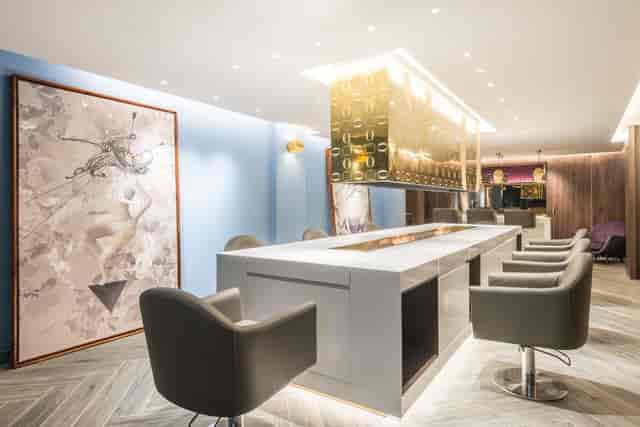 Sleek modern event space in SALON64, ideal for networking and cocktail receptions.