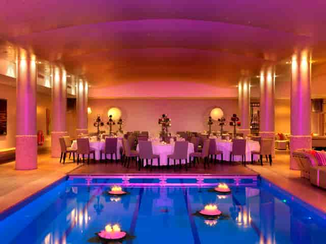 Elegant pool area at Haymarket Hotel, ideal for upscale events and intimate celebrations.