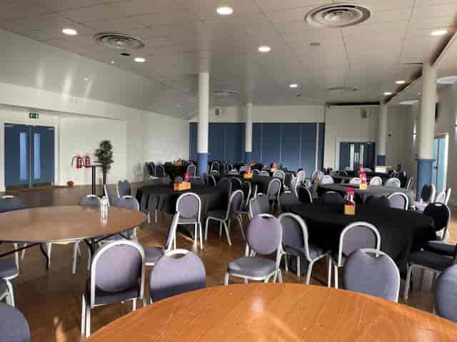 Debentures event space at Twickenham Stoop, set for meetings and banquets.