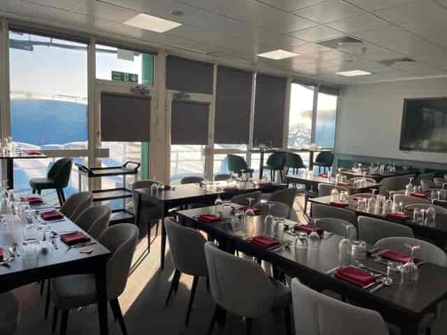Jason Leonard Lounge at Twickenham Stoop, elegant dining setup for events and meetings.