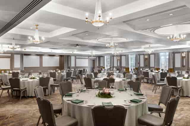 Kings Suite ballroom, elegant chandeliers, gala dinner event venue, Bristol Marriott hotel.