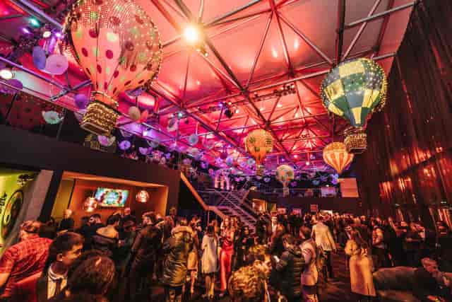 London Christmas party, hot air balloon decor, gala