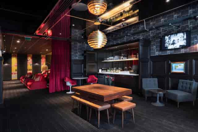 Modern meeting space in Everyman Leeds with stylish seating for networking events.