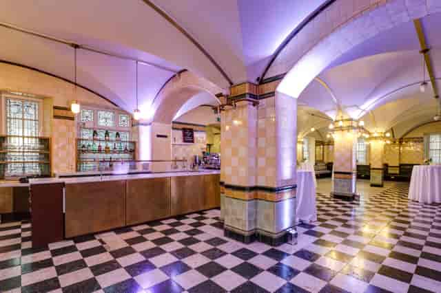 Café Duke event venue with arched ceilings, perfect for formal gatherings and receptions.