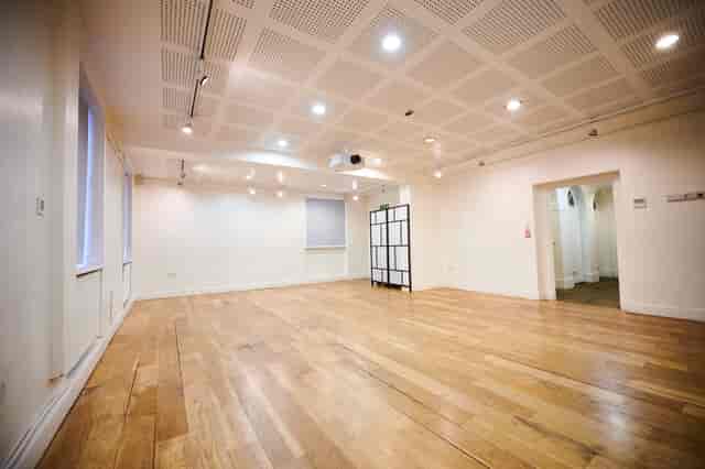 Screening Room at Pushkin House: bright, minimalist event space for workshops and presentations.