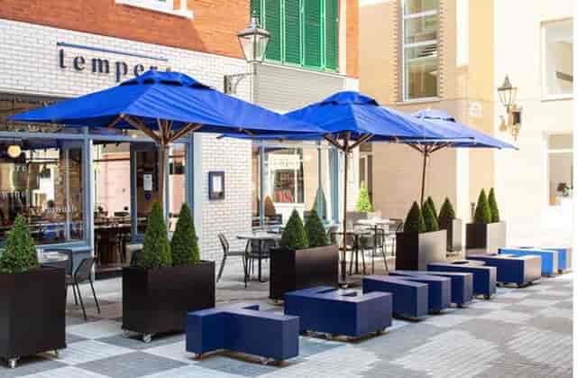 Stylish outdoor seating at The Den, Covent Garden, ideal for networking events.