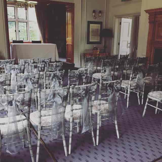Library Suite at Greenwoods Hotel, elegant chairs for formal events and ceremonies.
